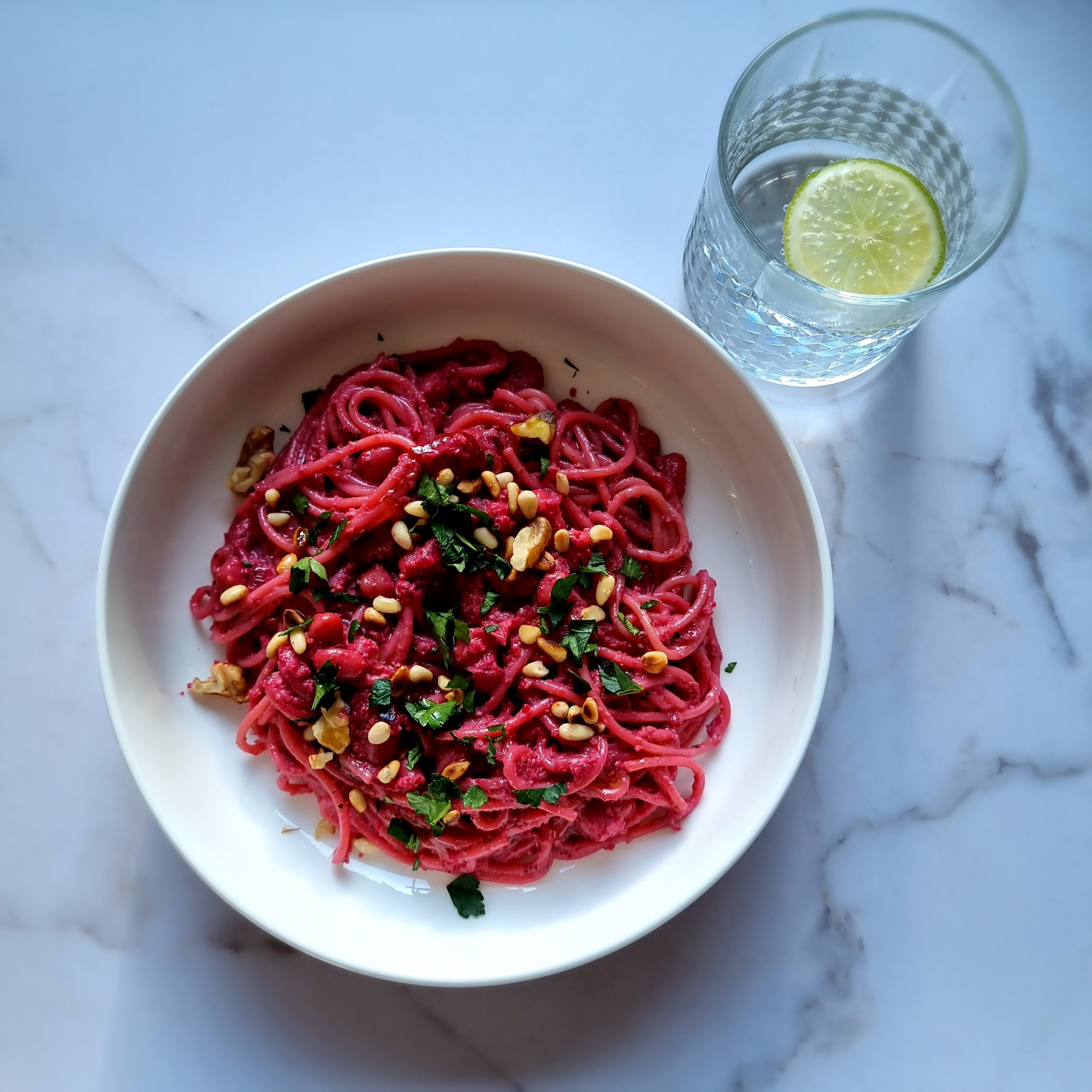 Creamy beetroot spaghetti from How to go plant-based