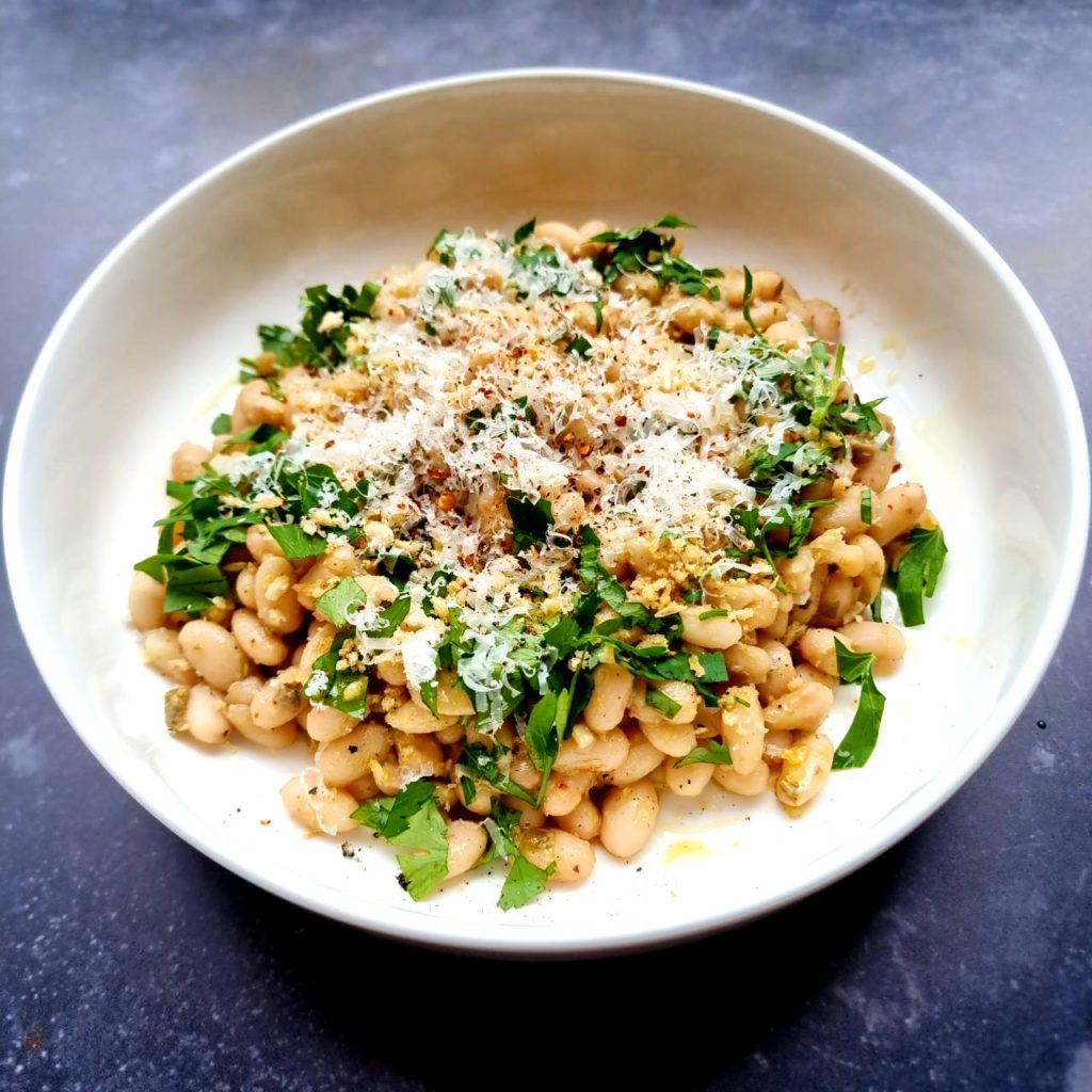 Skillet white beans ceasar from Smitten Kitchen Keepers