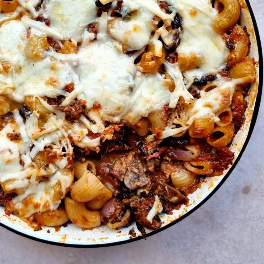 Meat Free Mexican _ Spicy ancho mushroom pasta bake